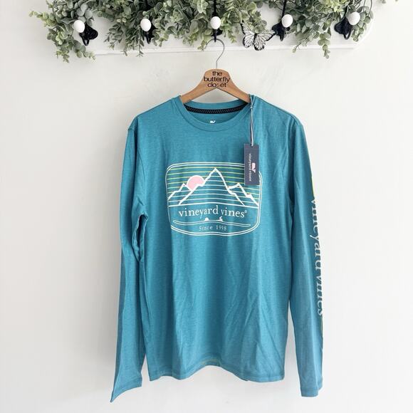 Vineyard Vines Other - New Men’s Vineyard Vine Mountain Scenic Long Sleeve Graphic Tee Small Teal #CV